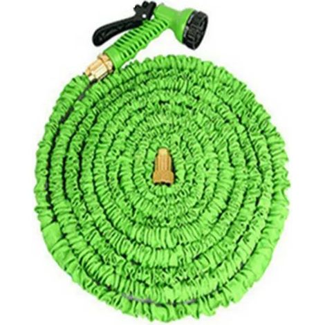 50FT 10m Tuyau d'arrosage Extensible Rétractable avec pistolet 7 jets Vert