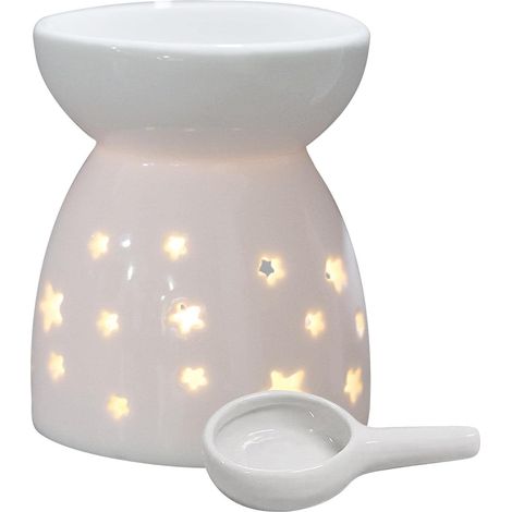 Brûleur d'huile en céramique, brûleur d'huile creux en céramique pour huile parfumée Chauffe-cire, porte-bougie chauffe-plat en (1/5)