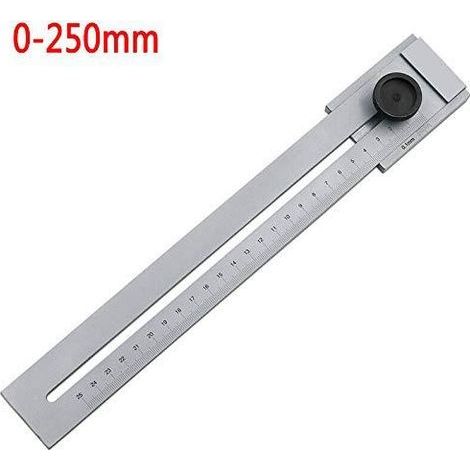 Jauge de marquage en acier inoxydable de 0 à 250 mm, outils de mesure du travail du bois, calibre de marquage en métal, gris clair (1 pièce) (1/4)
