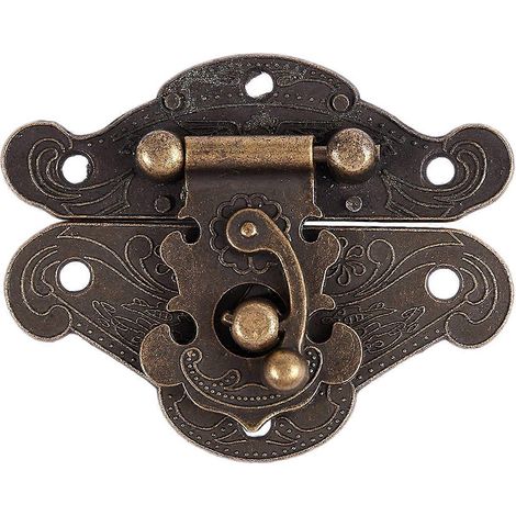 Loquet décoratif rétro vintage antique pour boîte à bijoux en bois, moraillon, cadenas de coffre, taille moyenne (1/4)