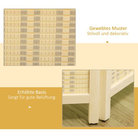 Paravent repliable 4 panneaux en bambou naturel et coton, 180x180 cm, séparateur d’espace pour salon ou chambre, décoration zen. (1/4)