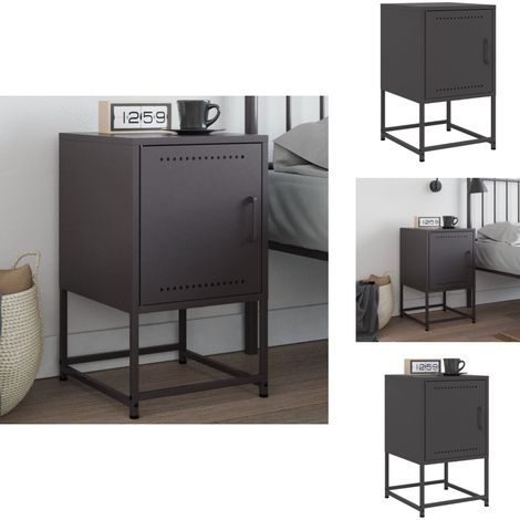 Nachttisch Schwarz 36x39x60,5 cm Stahl - Industrielles Design - Nachttisch - Beistelltisch - Schreibtisch - Metallgestell (1/5)