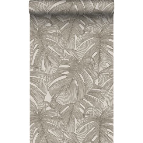 papier peint effet 3D feuilles gris chaud - Origin Wallcoverings (1/5)