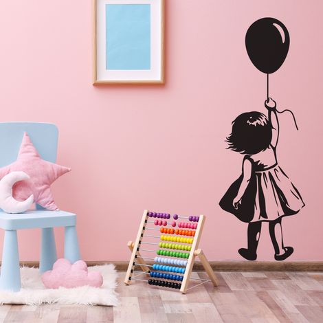 Sticker Mural - Fille Ballon - 287x820 cm - Noir (1/3)