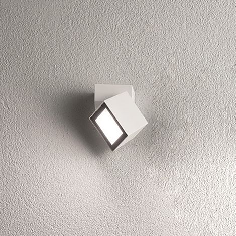 Applique per esterni 10x11 cm a 1 Luce LED in alluminio Bianco e diffusore in vetro STEVE (1/2)