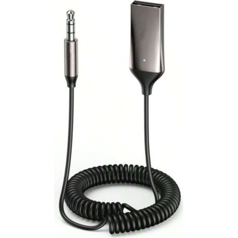 Adaptateur Jack Bluetooth 6.0 pour Voiture Récepteur Aux 3.5mm et USB pour Autoradio Enceinte Haut Parleur Amplificateur, Appel Mains Libres (Gris Foncé) (1/5)