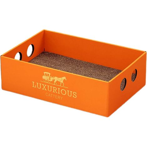 Griffoir boîte en carton pour chat, lounge à griffer portable pour chaton et chat de petite à moyenne taille, jouet (1/2)