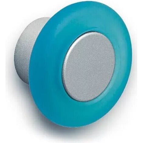 Pomolo satinato effetto alluminio con anello azzurro 36x21mm - 024 Forma (1/2)