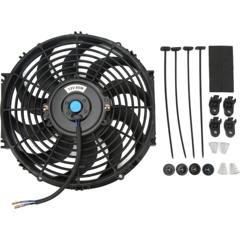 Ensemble de ventilateur de refroidissement de radiateur à condensateur électrique 12V, fonctionnement silencieux, universel, 12 pouces pour voitures