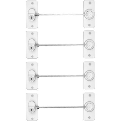 Juego de 4 cerraduras para frigorífico con llaves, para frigoríficos, armarios, cajones, lavavajillas, inodoros y seguridad infantil, adhesivas sin dejar marcas y sin necesidad de taladrar (blancas)
