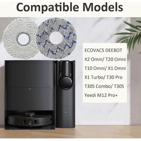 FOREHILL Ersatz-Wischpads kompatibel mit ECOVACS DEEBOT Saugrobotern T50 Pro Omni/ N30 Pro Omni/ T30 Pro/ T30S Combo/ T30S/ T20 Omni/ T10 Omni/ X1 Omni/ X1 Turbo/ X2 Omni/ Yeedi M12 Pro+ (1/5)