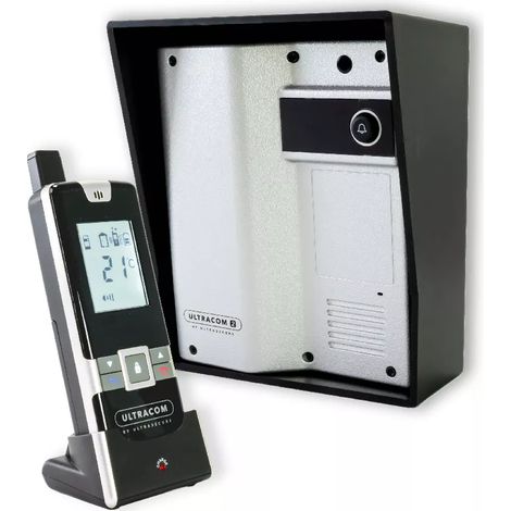Ultra Secure – Interphone sans fil longue portée 600m – Autonome avec alimentation 12-24VDC – Combiné mobile rechargeable – Visière noire incluse (1/5)