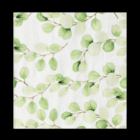 Eglo Servietten Motiv Grüne Blätter Mahuli grün weiß 17 x 17 cm - 20er Pack Servietten (1/2)