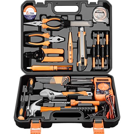 Coffret Outils, Kit Outils Maison Bricolage avec Boîte à Outils, Ensemble d'Outils Manuels pour Réparations Domestiques, 30 pièces