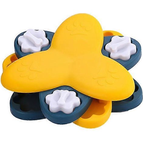 Distributeur de friandises rotatif jaune, anti-étouffement, résistant aux morsures, bol à 3 niveaux vert. Pratique et fonctionnel. (1/5)