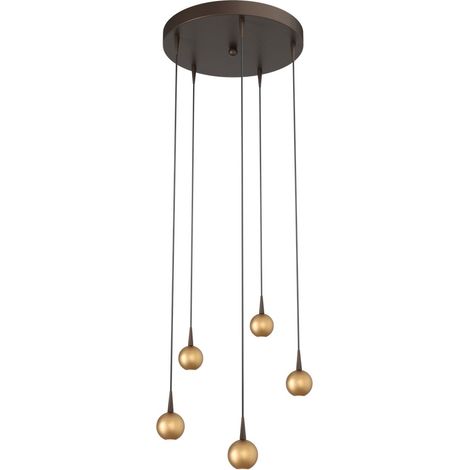 Lampe suspendue à 5 lumières Talana Brun cacao avec or Ø 35cm DTW - 2412-15-02-35-5 (1/3)