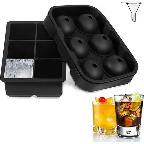 Lot de 2 bacs à glaçons en silicone, Gros Glaçon avec Couvercle, DIY Chocolat moule pour cocktails carrés faciles à retirer,Ice Cubes Tray, Moules à Glaçons pour L'eau, Whisky, Gin,Sans BPA (1/5)