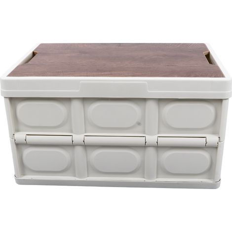 Coffre de rangement pliable 55L blanc, boîte de transport épaisse pour extérieur, coffre polyvalent pour voiture et pique-nique, grand format robuste (1/5)