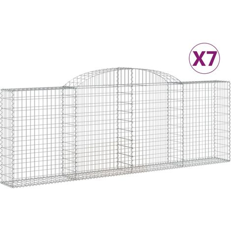 Paniers à gabions arqués 7 pcs  Mur en gabion 300x30x100/120 cm fer galvanisé