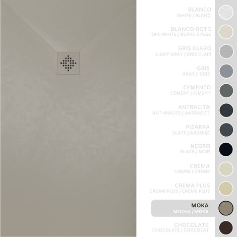 SOULBATH Receveur de Douche -Résine -Gel Coat -Texture Lisse/Pierre -Antidérapant -Couleur Moka - 120x90- Extra plat 3cm. Bonde de Vidage incluse - GRILLE MÊME COULEUR (1/5)