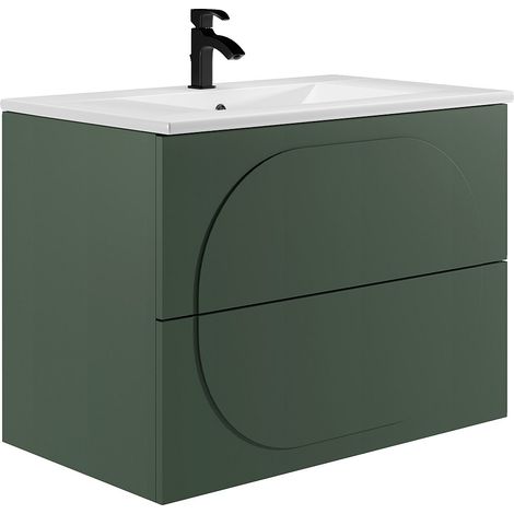 Mobile bagno sospeso con lavabo da incasso - Verde - 80 cm - VUTOMA