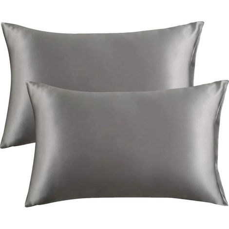 Taie d'oreiller - OKUMGGYJ - Satin - Grau - 51x76 cm - 2er-Set
