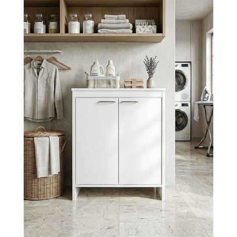 Base Lavanderia NEXA BASE 60 – Mobile Lavanderia in PVC con Ripiano Interno – 60x50x85 cm Bianco (1/4)