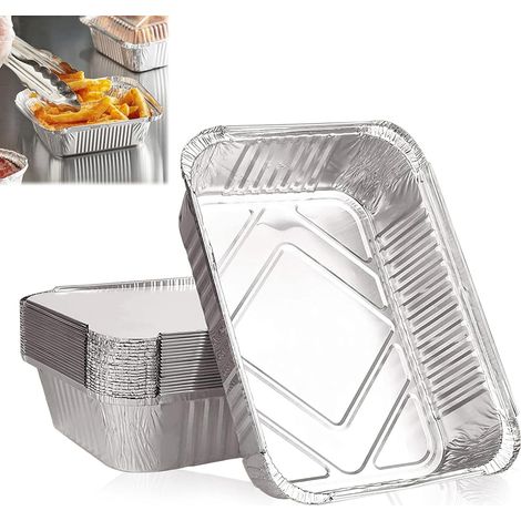 Plateau en Papier Aluminium, Accessoires pour Barbecue, 20 Bacs D'égouttement en Aluminium, Barquette Alimentaire, Résistant à Haute température à la Chaleur et à la Cuisson, 16 x 22 cm (1/5)
