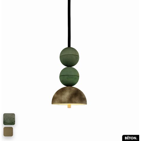 Lampe de suspension en béton velours - BOSFOR CONCRETE VELVET ASPERGE - PEYOTE 2 BALLES LED 14W (1/2)