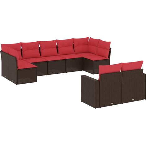 vidaXL Set Divani da Giardino 9pz con Cuscini Marrone in Polyrattan (1/5)