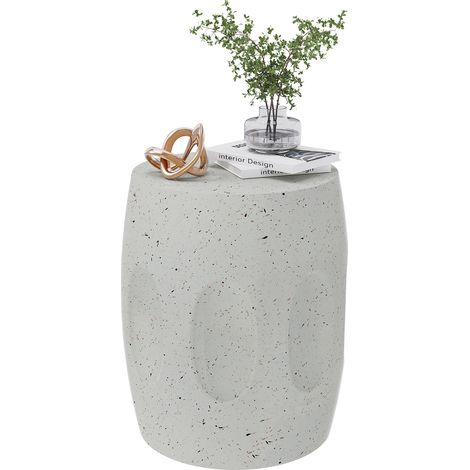 Table d’Appoint Design Blanc Marbre Rond Table Basse Salon Moderne et Scandinave pour Chambre Balcon - 34x34x46cm (1/5)