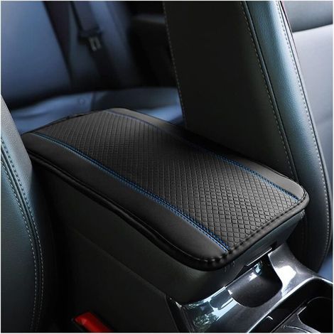 Cuscino in pelle per bracciolo auto, copribracciolo per console centrale, comodo accessorio per sedile auto, ideale per la maggior parte di auto, moto e SUV (blu e nero) (1/4)