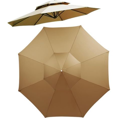 Schutzhülle für Terrassenschirme – Doppellagige Ersatzhülle, 8 Streben, 23 cm Durchmesser, UV-beständig, khaki (1/5)