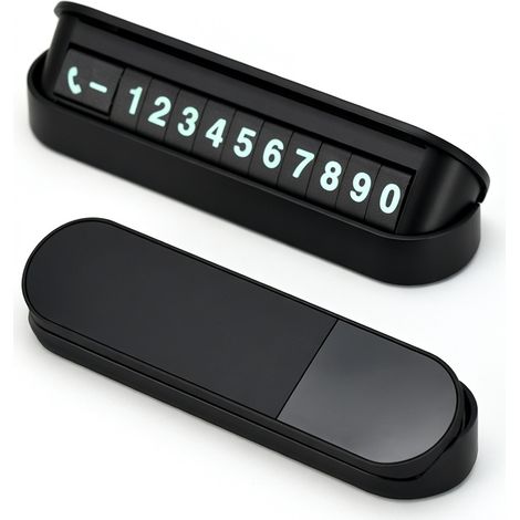 Targhetta di parcheggio in pelle con numeri fosforescenti - nero specchio (1/5)
