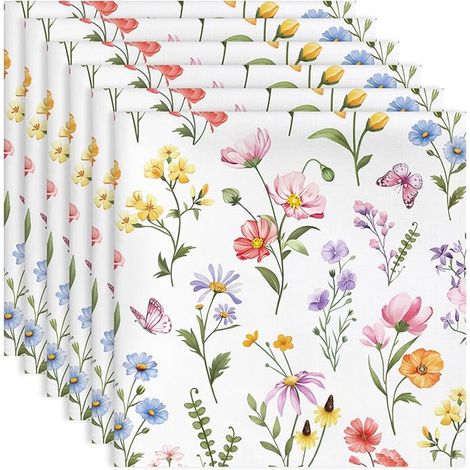 Cotton Fabric Napkins Spring Flowers Soft and Comfortable Reusable Napkins for Dinner Family Kitchen Decorations (45 cm x 45 cm) (1/2)