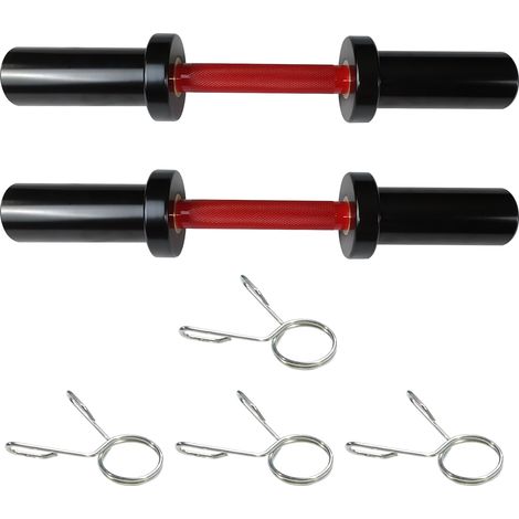 Barres d’haltères olympiques robustes pour musculation – Paire de poignées chargeables 16" avec colliers à ressort – Compatibles disques 2" – Idéales salle de sport à domicile – Capacité 100 lbs – Noi (1/5)