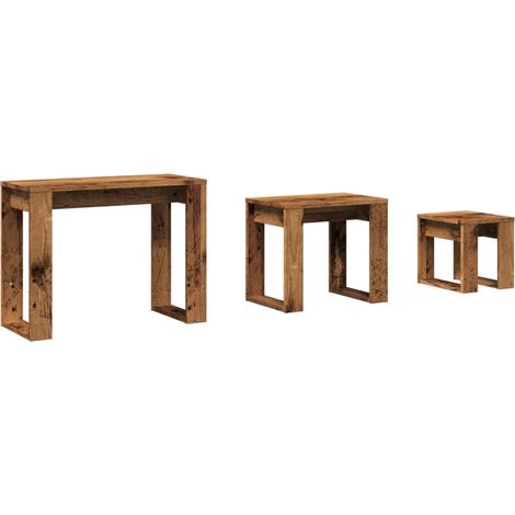 Maison Exclusive - Nido di Tavoli 3 pz Legno Antico in Legno Multistrato