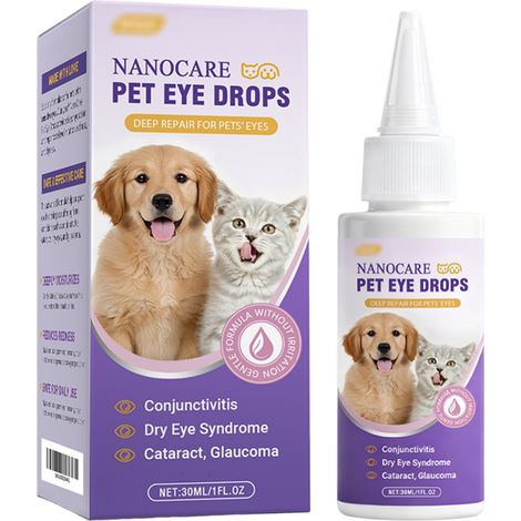 Gouttes oculaires douces pour animaux, hydratantes et nettoyantes pour les yeux des animaux de compagnie, adaptées à un usage quotidien confortable -- 30 ml (1/5)