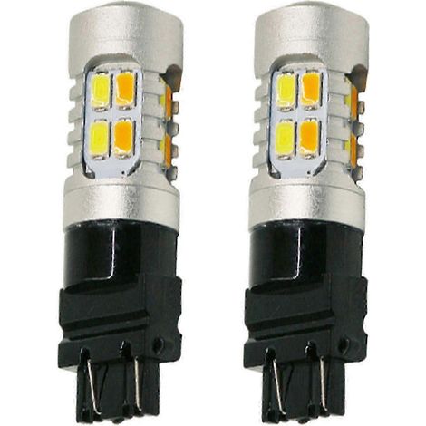 Lot de 2 ampoules LED bicolores 3157 T25 P27/7W 5630 pour clignotants de voiture Canbus - FO SHAN