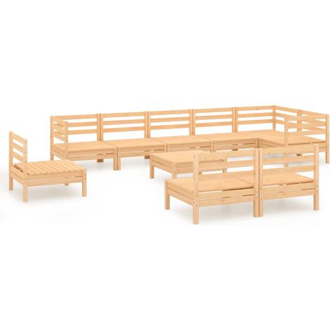 Maison Exclusive - Juego de muebles de jardín 10 piezas madera ma (1/5)