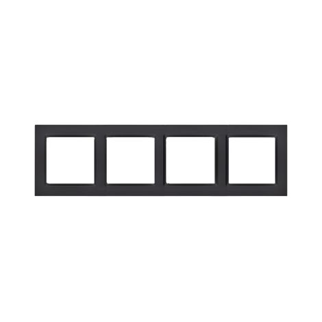 Cadre 4 voies - Noir mat - Plastique - Acier inoxydable 10 Cr4/49 - Design élégant (1/4)
