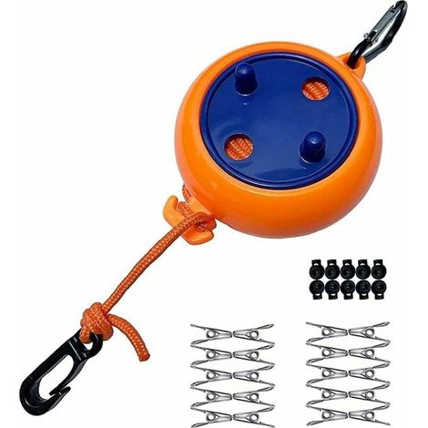 Retractable Washing Line Camping Clothes Rope Portable Extendable Laundry Drying Non-Slip Clothesline 8m orange (1/5)