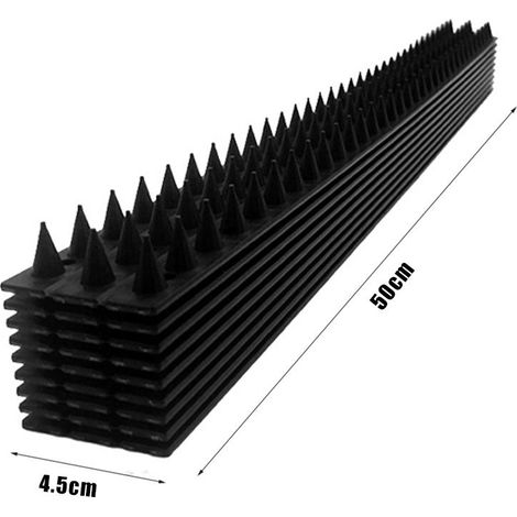 Lot de 1 répulsif à oiseaux en plastique avec piquants anti-perchoirs flexibles noirs 50 cm x 4,5 cm x 1,7 cm pour appuis de fenêtre balcons rambardes