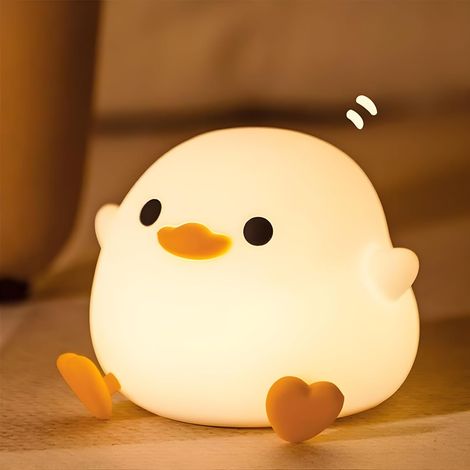Veilleuse canard, veilleuse à intensité variable pour chambre d'enfant, veilleuse bébé rechargeable, lampe tactile en silicone avec minuterie, décoration de chambre avec lampe canard, cadeau de naissa (1/5)