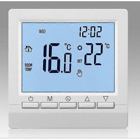 Thermostat mural intelligent avec écran LCD pour chauffage au sol - Rétroéclairage bleu (1/4)