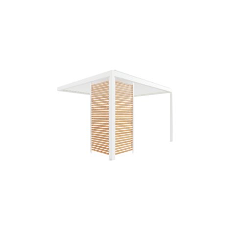 Paroi Ajourée Fixe Aluminium Blanc et Aspect Bois 96cm Pour Pergola S et SV ORIAL France (1/5)