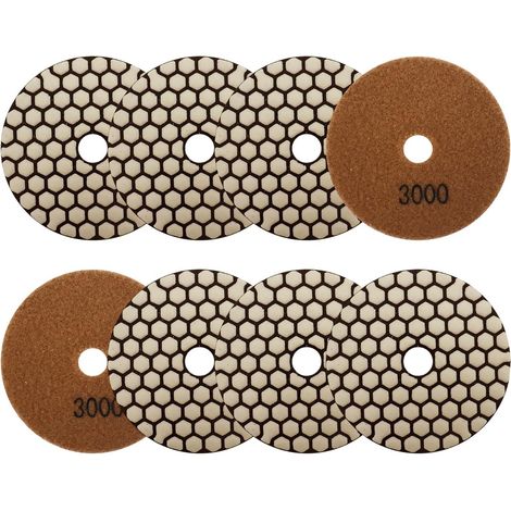 8 Pièces - Disque Diamant - Tampon Polissage - Grain 3000 Pour Granit Marbre Quartz - Usage Sec Compatible Meuleuse D'angle - Noir - 100x1,5mm (1/5)