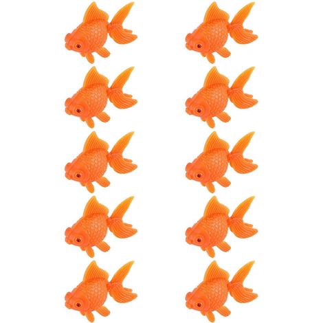 Poissons rouges en plastique orange pour aquarium, 10 pièces - FFY (1/4)