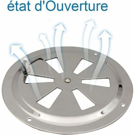 Grille de ventilation ronde – Acier inoxydable 316 réglable – Pour bateaux, garages et cuisines – 125 mm (1/4)