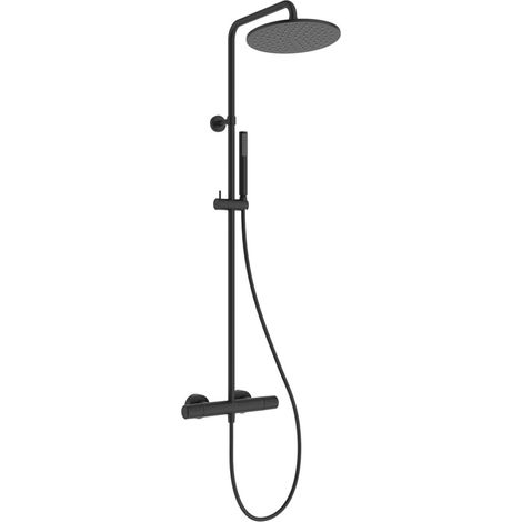 Colonne bain-douche, Pommeau de douche économe en eau avec protection anti-brûlure et fonction thermostat – Noir Mat (315x505.5x1117 mm) (1/5)